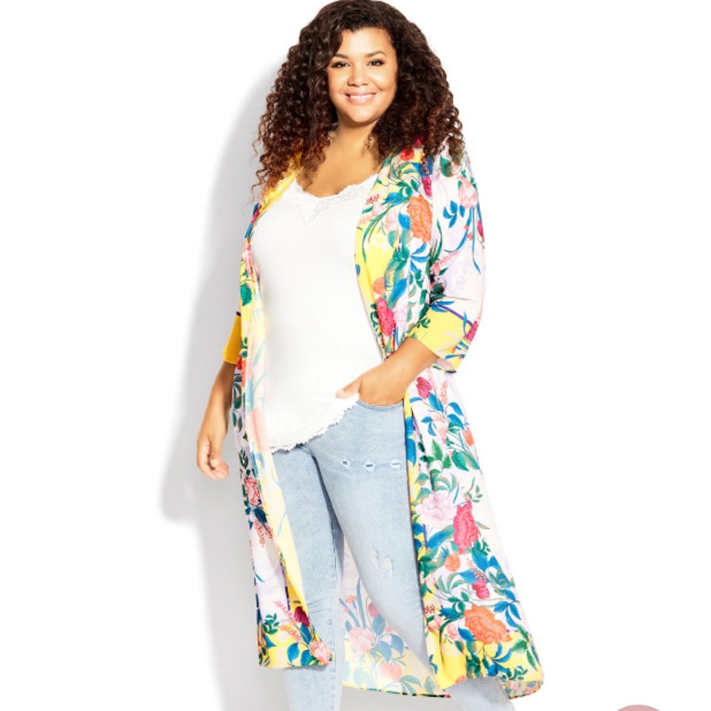 Arna York NWT size‎ 26/28 Lorinda Longline jacket/ floral kimino